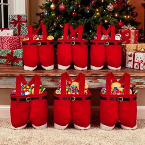 XYHTYBD 10 Pcs Small Christmas Gift Bags,Santa Pants Gift Bag For Wedding Holiday New Year Holiday Gift,Christmas Treat Bags For Kids Decorations in Saudi Arabia