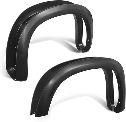 Auto Dynasty 4 Piece Pocket-Riveted Style Paintable Wheel Fender Flares Cover Kit Compatible with Chevrolet Silverado 1500 2019-2024, Front and Rear, Black in Saudi Arabia