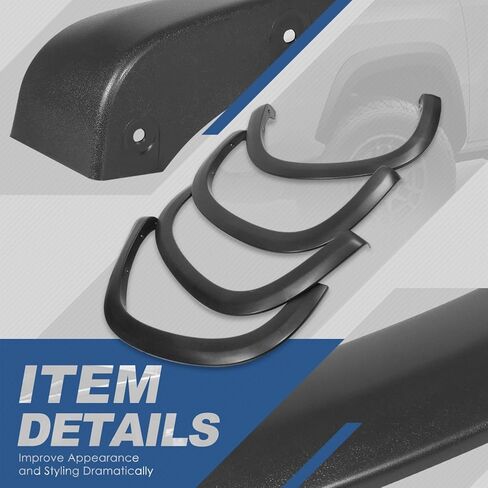 Auto Dynasty 4 Piece Pocket-Riveted Style Paintable Wheel Fender Flares Cover Kit Compatible with Chevrolet Silverado 1500 2019-2024, Front and Rear, Black in Saudi Arabia
