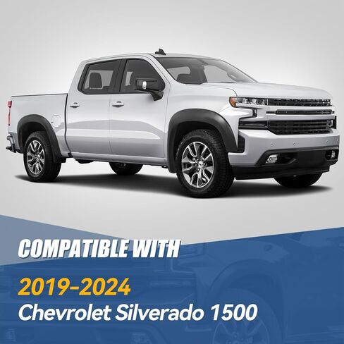 Auto Dynasty 4 Piece Pocket-Riveted Style Paintable Wheel Fender Flares Cover Kit Compatible with Chevrolet Silverado 1500 2019-2024, Front and Rear, Black in Saudi Arabia