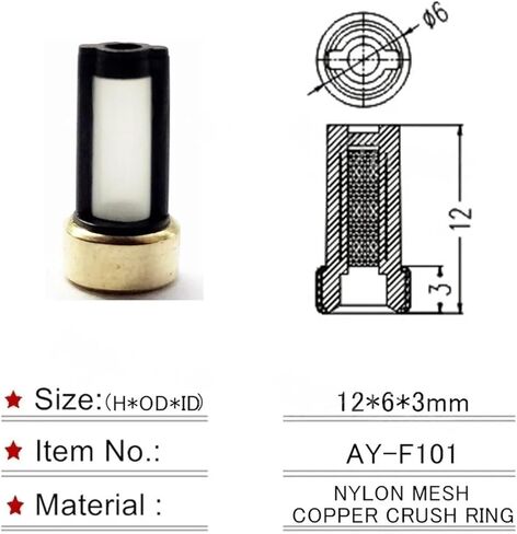 30pieces Fuel Injector Filter ASNU03C 11001 Size 12 * 6 * 3mm Auto Spare Parts Microfilter Compatible For Injector Repair(AY-F101) in Saudi Arabia