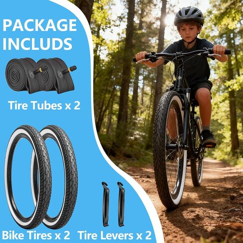 SIMEIQI 2 Pack 20"/ 24" / 26"x1.75" Bike Tires and Inner Tubes 20"/24"/26“x1.5/1.75"/2.125“ with 32mm AV Valves Replacement Tire for Hybrid Road City Commuter Bicycles Urban in Saudi Arabia