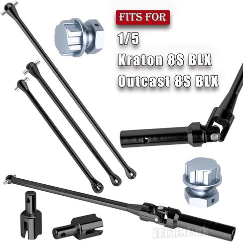 جزء ترقيات RC لـ 1/5 KRATON 8S BLX/Outcast 8S BLX، محاور عمود القيادة وعمود القيادة Dogbone وDiff Outdrive مع صواميل سداسية للعجلة، أسود وتيتانيوم in Saudi Arabia