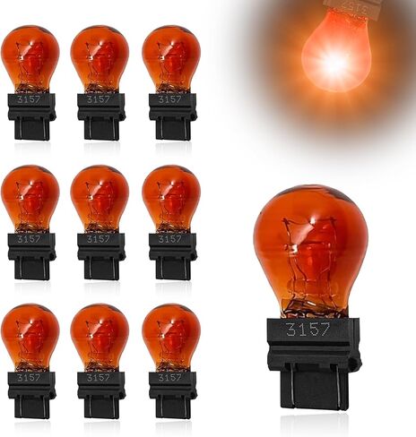 10Pcs 3157 Miniature Bulb - Long Life Automotive Mini Bulb Taillight Turn Signal Light, Parking and Side Marker Lights with Plastic Base, Brake Light Fits Cars, Trucks, SUVs, Tail Light(Amber) in Saudi Arabia