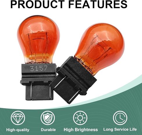 10Pcs 3157 Miniature Bulb - Long Life Automotive Mini Bulb Taillight Turn Signal Light, Parking and Side Marker Lights with Plastic Base, Brake Light Fits Cars, Trucks, SUVs, Tail Light(Amber) in Saudi Arabia