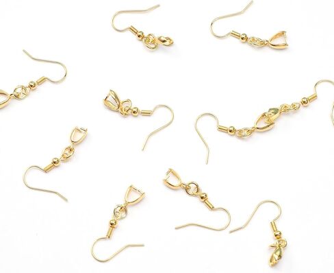 50 Pcs Earing Hooks, Stainless Steel Earring Hooks Wire Ear Ball Hook with Pendant Clasp Earrings Making Kit for Earrings Making DIY Gold in Saudi Arabia