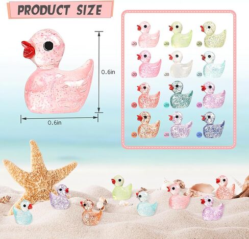 240PCS Mini Glitter Ducks Resin Tiny Ducks for Miniature Landscape Plastic Small Animal Little Figures for Hide Prank Fairy Garden Accessories Dollhouse Aquarium Decor in Saudi Arabia