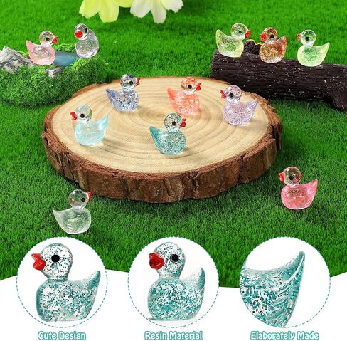 240PCS Mini Glitter Ducks Resin Tiny Ducks for Miniature Landscape Plastic Small Animal Little Figures for Hide Prank Fairy Garden Accessories Dollhouse Aquarium Decor in Saudi Arabia