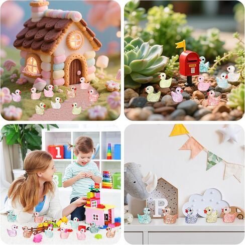 240PCS Mini Glitter Ducks Resin Tiny Ducks for Miniature Landscape Plastic Small Animal Little Figures for Hide Prank Fairy Garden Accessories Dollhouse Aquarium Decor in Saudi Arabia