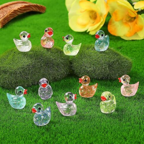 240PCS Mini Glitter Ducks Resin Tiny Ducks for Miniature Landscape Plastic Small Animal Little Figures for Hide Prank Fairy Garden Accessories Dollhouse Aquarium Decor in Saudi Arabia