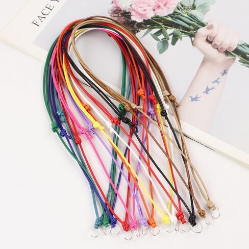 32pcs Handmade Craft Choker Necklace Cord for Pendant Adjustable Knotted with Metal Ring for Jewelry Making (Multicolour) in Saudi Arabia