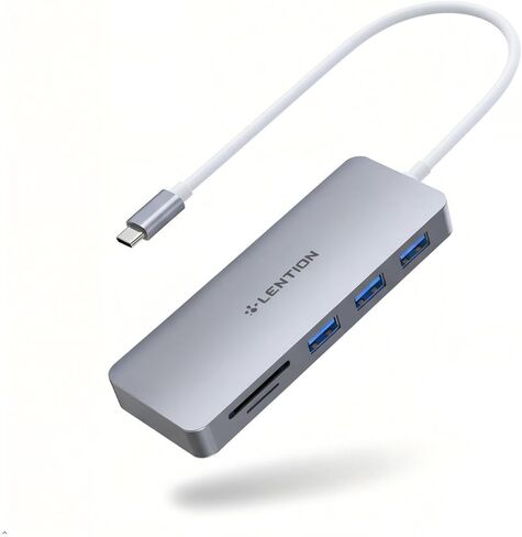 LENTION 5-in-1 USB-C Hub, USB3.0, Card Reader, 1ft Cable, Multiport Adapter in Kuwait