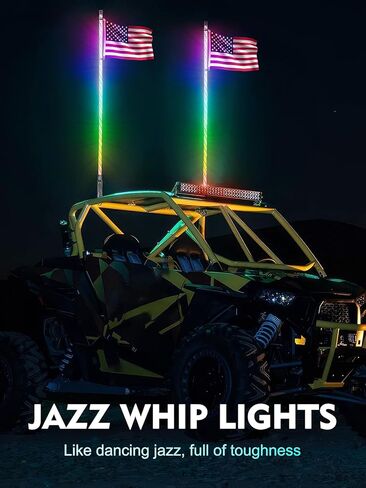 AUDEXEN New Upgraded 2FT RGB Whip Lights with Anti-Fracture Spring Base, Spiral Led Whip Light with App and Remote Control for Jeep UTV ATV Off-Road RZR Polaris Truck Car 4X4 Sand Buggy Dune (2 Pack) in Kuwait