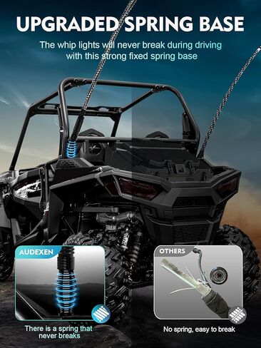 AUDEXEN New Upgraded 2FT RGB Whip Lights with Anti-Fracture Spring Base, Spiral Led Whip Light with App and Remote Control for Jeep UTV ATV Off-Road RZR Polaris Truck Car 4X4 Sand Buggy Dune (2 Pack) in Kuwait