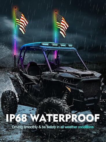 AUDEXEN New Upgraded 2FT RGB Whip Lights with Anti-Fracture Spring Base, Spiral Led Whip Light with App and Remote Control for Jeep UTV ATV Off-Road RZR Polaris Truck Car 4X4 Sand Buggy Dune (2 Pack) in Kuwait