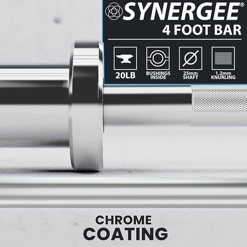 Synergee 25lb Barbell ذو خمسة أقدام وأكمام 2 بوصة. تصنيف 500 رطل لرفع الأثقال. متوفر باللون الكروم والفوسفات الأسود والسيراكوت الأحمر. in Kuwait