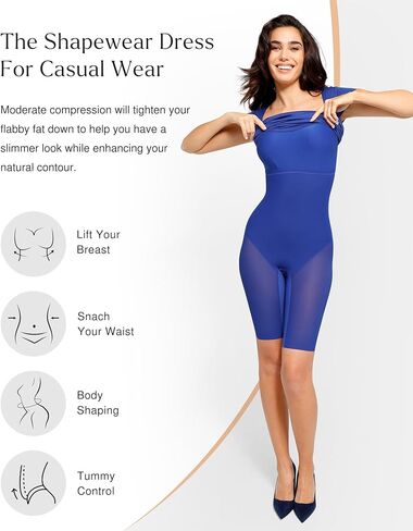 فستان Popilush The Shapewear فستان متوسط ​​الطول بظهر منخفض مع ملابس داخلية قصيرة الأكمام فستان صيفي غير رسمي لعام 2024 in Saudi Arabia