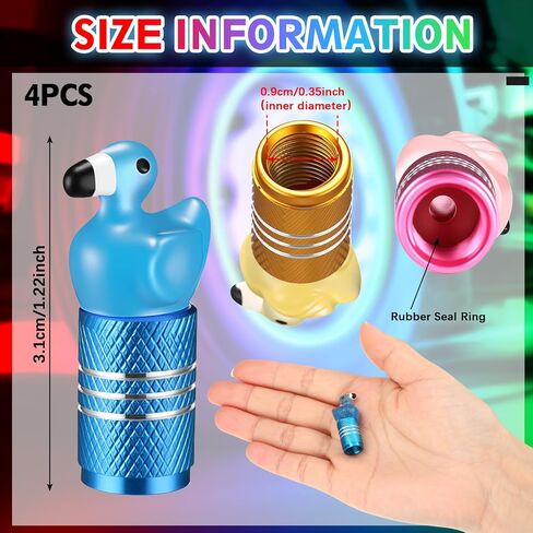 4 Pcs Glow in The Dark Tire Valve Stem Caps Cute Flamingo Luminous Tire Valve Cap Aluminum Alloy Fluorescent Light up Car Air Cover for Most Truck SUV Motorcycle Bike(Pink) in Saudi Arabia