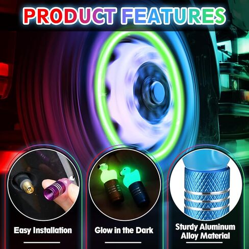 4 Pcs Glow in The Dark Tire Valve Stem Caps Cute Flamingo Luminous Tire Valve Cap Aluminum Alloy Fluorescent Light up Car Air Cover for Most Truck SUV Motorcycle Bike(Pink) in Saudi Arabia