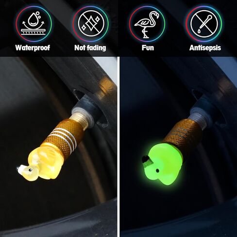 4 Pcs Glow in The Dark Tire Valve Stem Caps Cute Flamingo Luminous Tire Valve Cap Aluminum Alloy Fluorescent Light up Car Air Cover for Most Truck SUV Motorcycle Bike(Pink) in Saudi Arabia