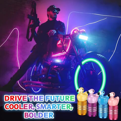 4 Pcs Glow in The Dark Tire Valve Stem Caps Cute Flamingo Luminous Tire Valve Cap Aluminum Alloy Fluorescent Light up Car Air Cover for Most Truck SUV Motorcycle Bike(Pink) in Saudi Arabia