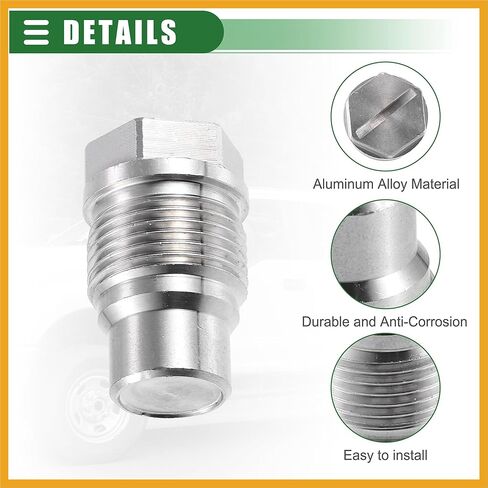 Fuel Rail Plug & O-Ring, Fuel Pressure Valve, for Dodge for Ram 2500 3500 6.7L Diesel 2007-2018, Aluminum, 97371618 113073001, Silver Tone, 1 Set Replacement in Saudi Arabia
