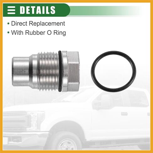 Fuel Rail Plug & O-Ring, Fuel Pressure Valve, for Dodge for Ram 2500 3500 6.7L Diesel 2007-2018, Aluminum, 97371618 113073001, Silver Tone, 1 Set Replacement in Saudi Arabia