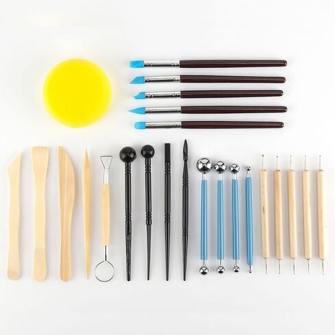 25 PCS Clay Tools Kit, Clay Tools for Pottery Ceramic Sculpting, Basic Clay Pottery Carving Tool Kit with Tool Bag in Saudi Arabia