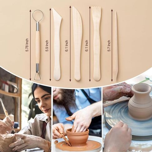 25 PCS Clay Tools Kit, Clay Tools for Pottery Ceramic Sculpting, Basic Clay Pottery Carving Tool Kit with Tool Bag in Saudi Arabia