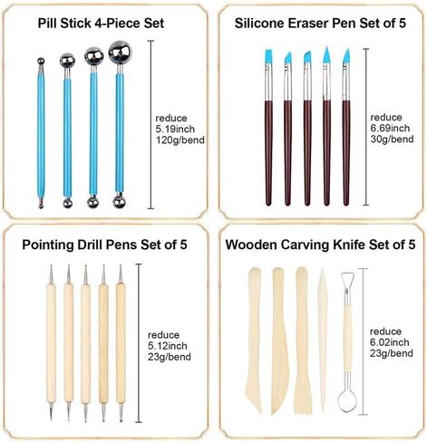 25 PCS Clay Tools Kit, Clay Tools for Pottery Ceramic Sculpting, Basic Clay Pottery Carving Tool Kit with Tool Bag in Saudi Arabia