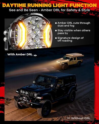 Auxbeam 5" XP-Ultra Series Amber DRL LED Pods & 5" V-Ultra Series Side Shooter Round Offroad Lights, Multi Color Off Road Light Bar Automotive Driving Lights in Saudi Arabia