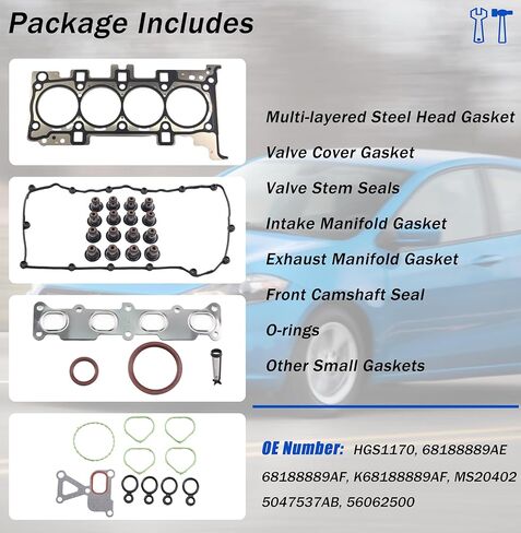 AUCERAMIC HGS1170 MLS Cylinder Head Gasket Set Fit 2013-2016 for Dodge Dart 1.4L 2.0L 2.4L L4 Replace 68188889AE 68188889AF in Saudi Arabia
