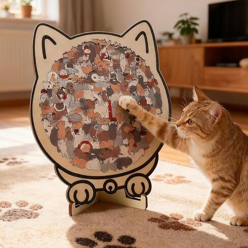 Cat Shaped Wooden Jigsaw Puzzle 135-Piece, Morandi Colors Animal Cats Decorative with Cats Outlines Framed and Acrylic Cover, Home Design Decor in Saudi Arabia
