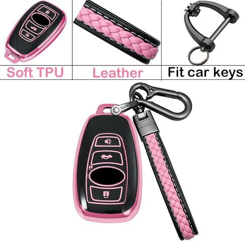 Key fob Cover Compatible with Subaru BRZ Legacy Outback Ascent Crosstrek Forester WRX Remote Smart Key,TPU Protective Key cas ﻿ (Pink) in Saudi Arabia