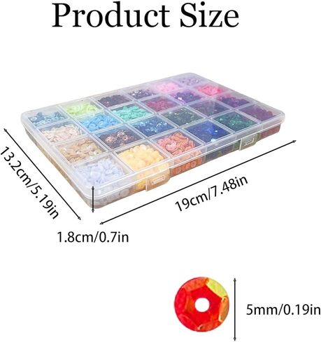 27000 Pcs 5MM Rainbow Iridescent Sequins Bulk, Round Loose Glitter Sequins with Holes for Sewing Embroidery, DIY Craft, Wedding Dresses, Dance Costumes, Nail Art, Bag Decorations (24 Mixed Colors) in Saudi Arabia