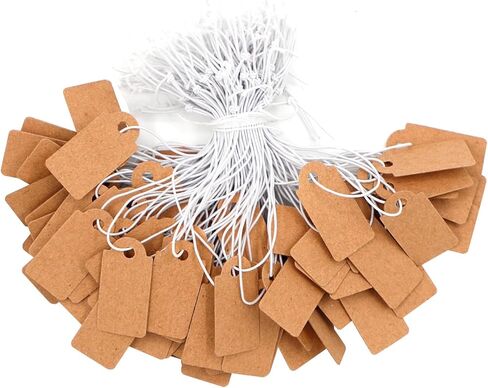 100 Pcs Price Tags with String (1" x 0.5") Kraft Paper Hanging Elastic Writable Display Tags in Saudi Arabia