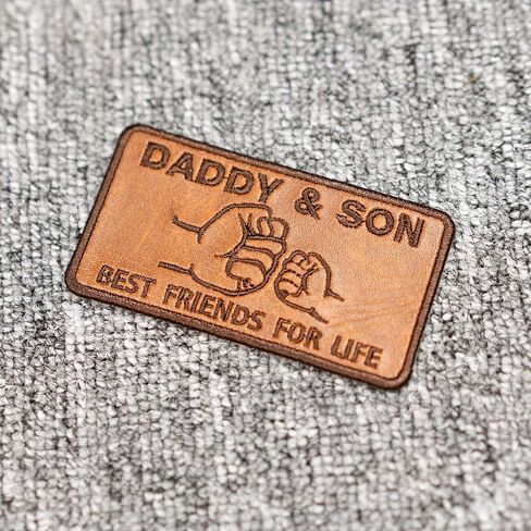 Daddy and Son Best Friends for Life Patch Embroidered, Fist Bump Leather Patches Iron On Jackets Hats Backpacks, Father’s Day Gift for Dad/Grandpa - Size 3.6x2 inches in Saudi Arabia