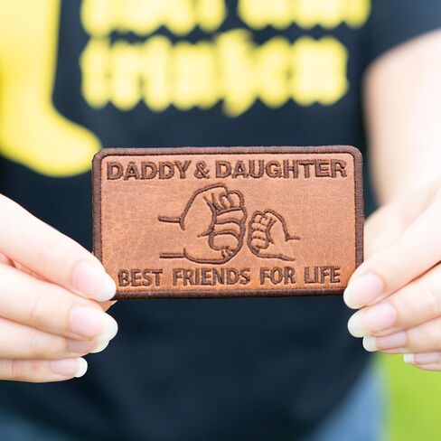 Daddy and Son Best Friends for Life Patch Embroidered, Fist Bump Leather Patches Iron On Jackets Hats Backpacks, Father’s Day Gift for Dad/Grandpa - Size 3.6x2 inches in Saudi Arabia