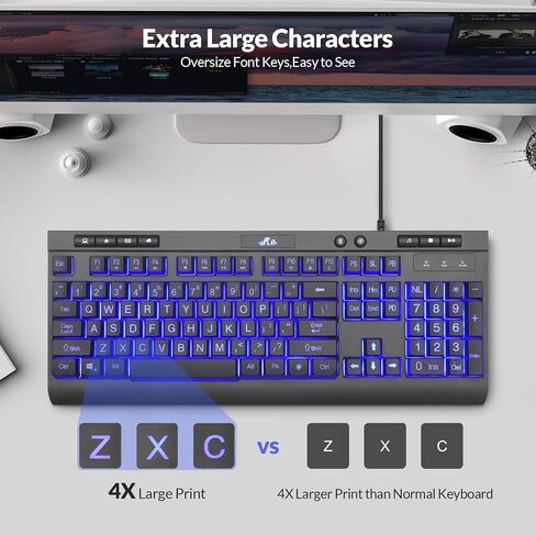 Rii Wired Gaming Keyboard and Mouse Combo,LED Backlit Keyboard,Wired Mechanical Feel Keyboard,Plug and Play,Gaming Keyboard for Windows/Mac/PC/Office/Home/Gamers in Saudi Arabia