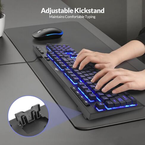 Rii Wired Gaming Keyboard and Mouse Combo,LED Backlit Keyboard,Wired Mechanical Feel Keyboard,Plug and Play,Gaming Keyboard for Windows/Mac/PC/Office/Home/Gamers in Saudi Arabia
