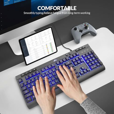 Rii Wired Gaming Keyboard and Mouse Combo,LED Backlit Keyboard,Wired Mechanical Feel Keyboard,Plug and Play,Gaming Keyboard for Windows/Mac/PC/Office/Home/Gamers in Saudi Arabia