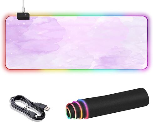 RGB Large Gaming Mouse Pad, Extended Mouse Pad with 12 Lighting Effects, Water Proof Mutispandex Surface, Non-Slip Rubber Base, 80x30 cm / 31.5×11.8 in (Cat) in Kuwait