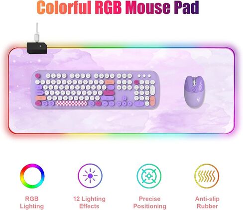 RGB Large Gaming Mouse Pad, Extended Mouse Pad with 12 Lighting Effects, Water Proof Mutispandex Surface, Non-Slip Rubber Base, 80x30 cm / 31.5×11.8 in (Cat) in Kuwait