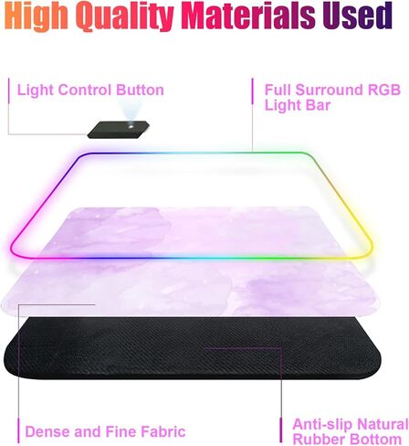 RGB Large Gaming Mouse Pad, Extended Mouse Pad with 12 Lighting Effects, Water Proof Mutispandex Surface, Non-Slip Rubber Base, 80x30 cm / 31.5×11.8 in (Cat) in Kuwait