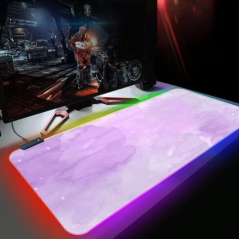 RGB Large Gaming Mouse Pad, Extended Mouse Pad with 12 Lighting Effects, Water Proof Mutispandex Surface, Non-Slip Rubber Base, 80x30 cm / 31.5×11.8 in (Cat) in Kuwait