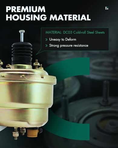 SCITOO Power Brake Booster Universal 7" ثنائي الغشاء الزنك متوافق مع معظم قضبان الشوارع، والقضبان الساخنة، وسيارات العضلات، والشاحنات والشاحنات الصغيرة، OE# AR27807، بدون أسطوانة رئيسية in Kuwait