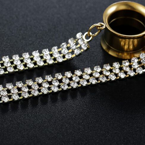 1 Pair saddle gauges Crystal Dangle earrings Ear Tunnels Plugs 316 Stainless Steel Ear Weight Plugs Hypoallergenic expander Piercing Body Jewelry in Kuwait