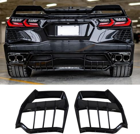 الناشر الخلفي لكورفيت C8 2020-2024 المصد السفلي الخلفي الناشر الشفاه الفاصل البلاستيك ABS (أسود لامع) in Kuwait