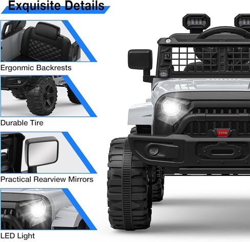 GarveeLife 12V Kids Electric Ride On Truck Car w/Parent Remote Control, Spring Suspension, LED Lights & AUX Port | Outdoor Ride Toy for Boys Girls in Saudi Arabia