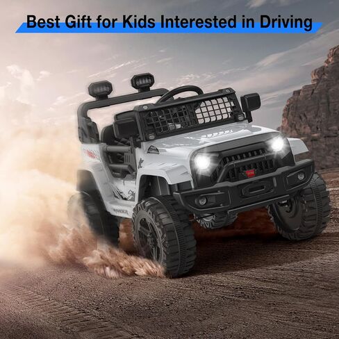 GarveeLife 12V Kids Electric Ride On Truck Car w/Parent Remote Control, Spring Suspension, LED Lights & AUX Port | Outdoor Ride Toy for Boys Girls in Saudi Arabia